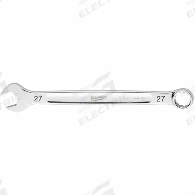 MILWAUKEE Combination Wrench: Steel, Chrome, 27 mm Head Size, 14 3/8 in Overall Lg - Metric 12-Point Combination Wrenches