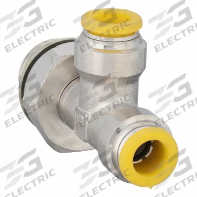 PARKER Push-Fit Tee Fitting: 8 mm OD x 8 mm OD x 3/8 in Pipe Size, Brass - Nickel-Plated Brass Tube Fittings