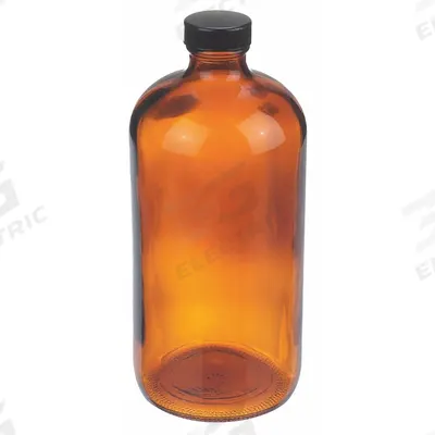 WHEATON Bottle: 1 L, Amber, 33-400 mm, No Closure, No Closure - Amber Narrow Mouth Round Glass Lab Bottles