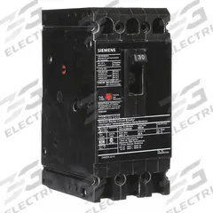 SIEMENS Molded Case Circuit Breaker: 30 A Amps, 42kA at 480V AC, Fixed, Load Side Lug, ABC, HED4 (MPN HED43B030). Key specifications — Phase Connection: ABC; Instantaneous Trip: Fixed; Terminal Connection: Load Side Lug; Series: HED4; Max. AIR Rating: 42kA at 480V AC.