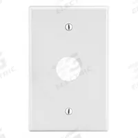 HUBBELL Wall Plate: Single Circular Opening, 1 Gang, White, Std Size (MPN P737W). Key specifications — Brand: HUBBELL; Material: Polycarbonate.