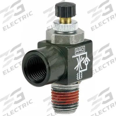 ARO Cylinder Port Flow Control Valve: Elbow Fitting, Knurled, 1/2 in Valve Body Size - Elbow-Style Speed Control Valves