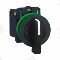 SCHNEIDER Selector Switch: 30 mm Panel Mounting Size, 3 Positions, Extended Lever, 2NO, Non-Metallic (MPN XB5FJ33). Key specifications — AC Contact Rating: 1.2 A @ 600 V; Action: Maintained/Maintained/Maintained; Cam: No Cam Included; DC Contact Rating: 0.1 A @ 600 V; Hazardous Location Specification: Not Rated; Operator Head Material: Plastic; Operator Head Type: Long-Handled Knob; Operator Illumination: Non-Illuminated.