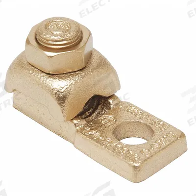 BURNDY Wire Connector: 3/0 AWG – 4/0 AWG Wire Sizes, 3/8 in Stud Size - Straight Mechanical Lugs