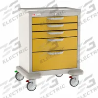 METRO General Medical Supply Cart with Drawers: Polymer/Steel, (2) Swivel/(2) Swivel with Brake (MPN MBX3110TL-Y). Key specifications — Material: Steel; Drawer Color: Yellow; Brand: METRO; Caster/Wheel Configuration: (2) Swivel; Cabinet Color: Taupe.