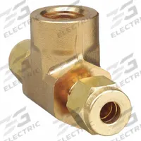 PARKER Compression Tee Fitting: 3/8 in OD x 3/8 in OD x 1/4 in Pipe Size, Brass, 1/4"-18 Thread Size (MPN 6FBT4N-B). Key specifications — Compatible Fitting Brands: Parker A-LOK; Brand: PARKER.