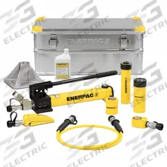 ENERPAC Toolbox Set: 10 ton Cylinder Nominal Capacity, 5 ton Capacity with Attachments (MPN SC10HTB). Key specifications — attr96685: Mfr. No. HF100; attr98870: ENERPAC; attr96682: 1/2 to 6-1/8 in; attr96683: Mfr. No. RCH123; attr96684: Mfr. No. P392; attr1160276: Hydraulic Cylinders and Hand Pump Toolbox Set.