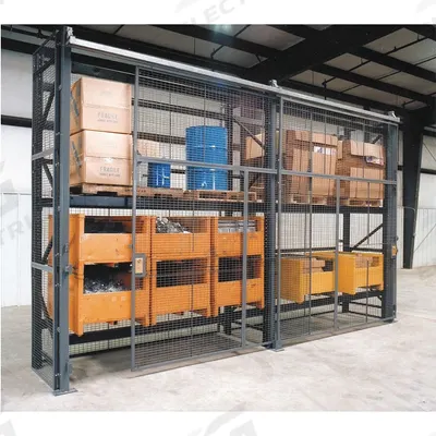 WIRECRAFTERS Enclosure Kit: 3 Bays, 96 in x 36 in x 144 in, 10 ga, Steel, Powder Coated - Wire Mesh Pallet Rack Enclosure Kits