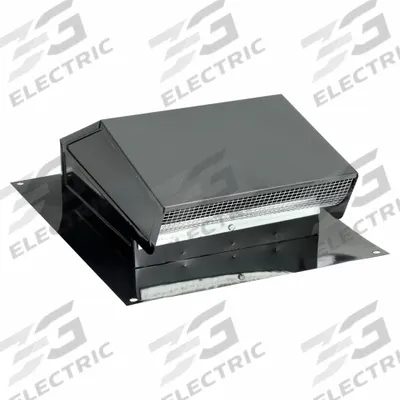 Dayton Roof Cap: Smooth Rain Cap, Rectangular, CS1, Steel, Black Finish, Epoxy - Roof Caps
