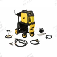 ESAB Multiprocess Welder: Rebel EMP 285ic, DC, MIG/Stick Pack w/Running Gear (MPN 0558102555). Key specifications — Maximum Amperage (Stick): 300 A; Maximum Amperage (TIG): 300 A; Input Voltage (Nominal) (Merch - Table Column, Filters): 120V.