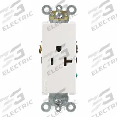 LEVITON Plugs and Receptacles: Single, 5-20, White, 125V AC, 20 A, 2 Pole / 3 Wire (MPN 16341-W)