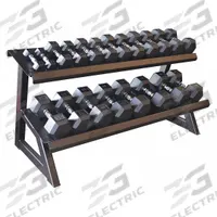 PROMAXIMA 2-Tier Dumbbell Rack: 59 in Overall Lg, 28 1/4 in Overall Wd, 30 in Overall Ht (MPN FW-234L). Key specifications — attr988872: Powder Coated; attr988881: 2-Tier Dumbbell Rack.