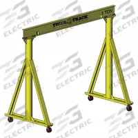 HARRINGTON Portable Gantry Crane: Fixed Span, Fixed Ht, 2,000 lb Load Capacity, Steel, 10.7 ft (MPN 511-2000-11-10). Key specifications — Rotating Legs: No; Brand: HARRINGTON; Height Adjustability: Fixed Height; Mobility Under Load: Stationary.