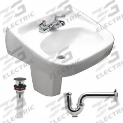 ZURN Bathroom Sink: Pedastal Sinks, White, Vitreous China, Dual Manual Handle, Lever Faucet Handle (MPN Z5344.464.1.07.00.D). Key specifications — Series: Pedastal Sinks; Includes: Grid Drain and Trap; Color: White; Brand: ZURN; Sink Type: Bathroom; Material: Vitreous China; Sink Material: Ceramic.