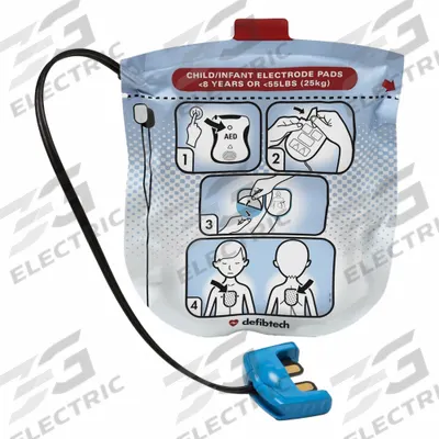 DEFIBTECH Pediatric Defibrillation Pad: 7 in Cable Lg - Pediatric Electrode Pads
