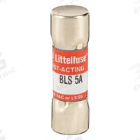 LITTELFUSE Fuse: BLS Series, Midget, Fast-Acting, 5 A, 600 V AC, 13/32 in x 1 3/8 in, Non-Indicating (MPN BLS005). Key specifications — attr1287209: BLS; attr211192: LITTELFUSE.