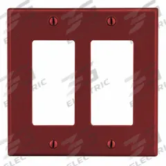 HUBBELL Wall Plate: Decorator-Rocker, 2 Gang, Red, Midsize Size (MPN PJ262R). Key specifications — Brand: HUBBELL; Material: Polycarbonate.