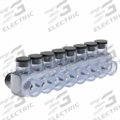 POLARIS Multitap Connector: 8 Port, Double-Sided Entry, 4 AWG – 500 kcmil Wire Size, Clear (MPN IPLD500-8CB). Key specifications — Body Material: Aluminum; Brand: POLARIS.