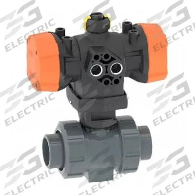 GF PIPING SYSTEMS Pneumatically Actuated Two-Way Ball Valve: 1 in, PVC, Socket x Socket - PVC Pneumatically-Actuated Ball Valves