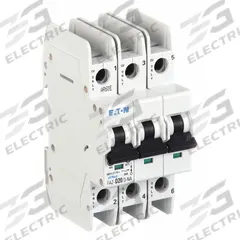 EATON IEC Miniature Circuit Breaker: 20 A Amps, 48/96V DC, 14kA at 277/480V AC, Screw Clamp, D (MPN FAZ-D20/3-NA). Key specifications — DC Voltage Rating: 48/96V DC; Max. AIR Rating: 14kA at 277/480V AC; Terminal Connection: Screw Clamp; Brand: EATON.