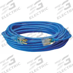 SOUTHWIRE Extension Cord: Outdoor Use, 50 ft Lg, Outlet, 5-15P, 16/3, SJTW, Blue, Single Connector (MPN 2368SW8806). Key specifications — Brand: SOUTHWIRE; Temperature Rating: -58° to 140°F; NEMA Plug Configuration: 5-15P.