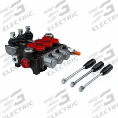CHIEF Hydraulic Directional Control Valve: Four-Way / Three Positions, Tandem Center, 3 Spools (MPN 220908). Key specifications — attr1017968: CHIEF; attr1017969: Tandem Center; attr1018005: Spring Center To Neutral.
