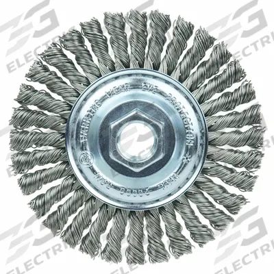 WEILER Stringer Bead Knot Wheel: Steel Stringer Bead, 4" Dia x 3/16" Wd, 5/8"-11 Arbor - Weld-Cleaning Brushes for Carbon Steel