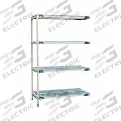 METRO Plastic Industrial Shelving: 18 in x 24 in, 62 in Overall Ht, 4 Shelves, Antimicrobial (MPN AX316GX3). Key specifications — Resistance Properties: Antimicrobial; Frame Material: 304 Stainless Steel; Shelving Material: Polymer; Brand: METRO.
