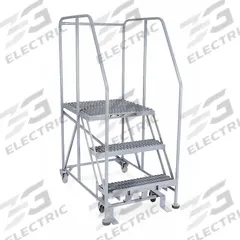 COTTERMAN Mobile Work Platform: 2.5 ft Platform Ht - Max, 24 in x 24 in, Steel, 800 lb Load Capacity (MPN 3WP2424RA3B4B8AC1P6). Key specifications — Folding: Not Foldable; Mobility: Rolling; Components Included: Rubber Foot Pads; Use Location: Indoor; Brand: COTTERMAN; Color: Gray; Height Adjustability: Fixed Height; Includes Handrails: Handrails Included.