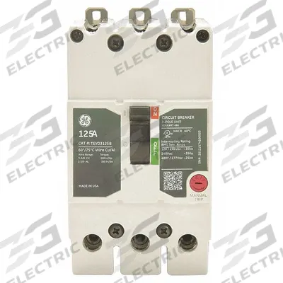 GE Molded Case Circuit Breaker: 90 A Amps, 65kA at 277/480V AC, Fixed, Lug - TEY-Frame GE Molded Case Circuit Breakers