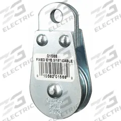 APPROVED VENDOR Pulley Block: Fixed, Upright Mount, Pulling, 525 lb Working Load Limit, Wire Rope (MPN 4JX66). Key specifications — Product Type: Pulley Block; Brand: APPROVED VENDOR; Compatible Rope Type: Wire Rope; Pulley Type: Fixed; Attachment Type: Fixed Eye; Operation: Pulling; Bearing Type: Sleeve; Finish: Zinc.