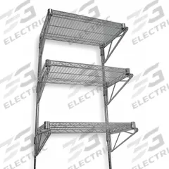 APPROVED VENDOR Wire Wall Shelf: 60 in x 14 in, 3 Shelves, 250 lb Load Capacity per Shelf, Post (MPN 2HGF4). Key specifications — Mounting Mechanism: Post; Material: Steel; Finish: Chrome; Color: Silver; Brand: APPROVED VENDOR.