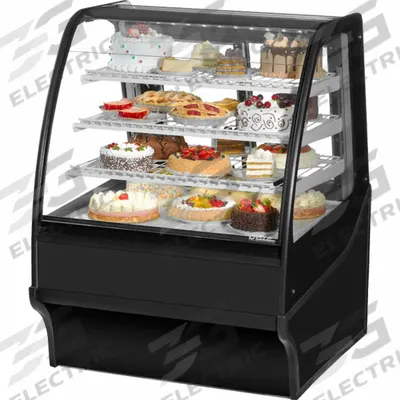 TRUE REFRIGERATION Refrigerated Merchandiser: 49 1/8 in x 36 1/4 in x 39 in, Black - Curved Glass Display Refrigerator Merchandisers