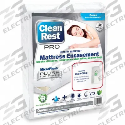 CLEANREST Mattress/Box Spring Protector: Queen, 80 in Overall Lg, 60 in Overall Wd - Mattress Encasements