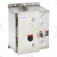 EATON NEMA Magnetic Motor Starter: Non-Reversing, 3 Poles, NEMA Size 1, 27 A, 208V AC Coil (MPN ECN0514EAA-R63/CL30). Key specifications — attr211388: EATON; attr951451: 1NO/1NC; attr951453: 208V AC; attr951489: Three; attr984425: 1NO/1NC; attr984429: Pilot Light; attr997361: None (Not Applicable to Electronic Overloads).