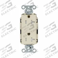 HUBBELL Receptacle: Decorator Duplex, 5-20, Ivory, 125V AC, 20 A, 2 Pole / 3 Wire (MPN DR20STITR)