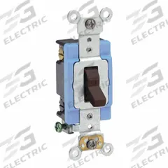 LEVITON Wall Switch: Toggle Switch, Double Pole, Maintained, Brown, 120/277V AC, 15 A (MPN 1202-2). Key specifications — Illuminated: No; Voltage Rating: 120/277V AC.