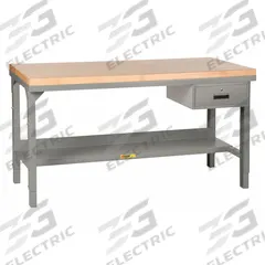 LITTLE GIANT Workbench: Adj Ht, Butcher Block, 48 in x 30 in, 3,000 lb Overall Load Capacity, Gray (MPN WSJ2-3048-AH-DR). Key specifications — Included Components: Drawer; Brand: LITTLE GIANT.