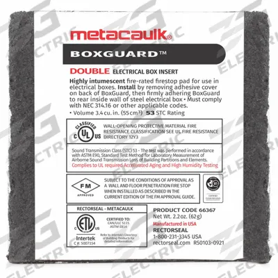 METACAULK Firestop Sheet: 3.69 in Overall Lg, 0.25 in Overall Wd - Firestop Gaskets