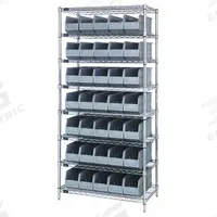 QUANTUM STORAGE SYSTEMS Bin Shelving: 36 in x 18 in x 74 in, 1 Sided, 35 Bins, Open, Shelf Bin, Gray (MPN WR8-461GY). Key specifications — Includes Bins: Yes; Bin Material: Polypropylene; Frame Color: Silver; Bin HxWxD: (35) 7 in x 6 in x 18 in; Frame Material: Steel; Bin Color: Gray; Bin Style: Shelf; Brand: QUANTUM STORAGE SYSTEMS.