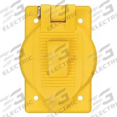 HUBBELL WIRING DEVICE-KELLEMS Weatherproof Cover: Polycarbonate, Receptacles/Switches, 1 Gangs (MPN HBL74CM25WOA). Key specifications — Brand: HUBBELL WIRING DEVICE-KELLEMS; Color: Yellow; Compatible with Product Type: Receptacles; Mounting Orientation: Vertical.