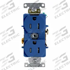 LEVITON Plugs and Receptacles: Duplex, 5-15, Blue, 125V AC, 15 A, 2 Pole / 3 Wire (MPN T5262-BU)