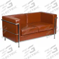 FLASH FURNITURE Sofa: Brown, Gray, Faux Leather, Metal, 43 1/2 in Seat Wd, 21 1/4 in Seat Dp (MPN ZB-REGAL-810-2-LS-COG-GG)