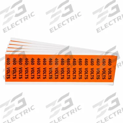 BRADY Conduit & Voltage Signs & Labels: 2 1/4 in Label Wd, 1/2 in Label Ht, 460 Volts - Self-Stick Vinyl Conduit and Voltage Markers