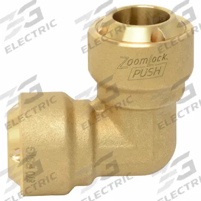 PARKER Push-Fit Elbow Fitting: 1/4 in OD x 1/4 in OD Size, Push-to-Connect x Push-to-Connect - Brass Push-to-Connect Tube Fittings