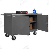 DURHAM MFG Mobile Cabinet Workbench: 66 in x 24 in, Steel, 2,000 lb Overall Load Capacity, Gray (MPN 3400-95). Key specifications — Included Components: Vice Support Shelf; Assembly: Fully Assembled; Brand: DURHAM MFG.