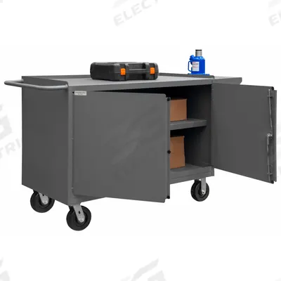 DURHAM MFG Mobile Cabinet Workbench: 66 in x 24 in, Steel, 2,000 lb Overall Load Capacity - Mobile Cabinet Benches with Shelves
