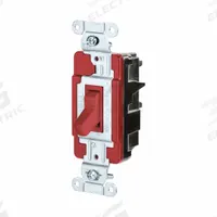 HUBBELL Wall Switch: Toggle Switch, 3-Way, Maintained, Red, 120/277V AC, 20 A (MPN CSB320STR). Key specifications — Illuminated: No; Voltage Rating: 120/277V AC.