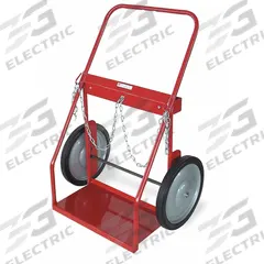 DAYTON Cylinder Hand Truck: 500 lb, Side by Side, 2 Cylinder, 24 in W x 13 in D Nose Plate (MPN 5Z082). Key specifications — attr1343829: DAYTON; attr1343789: Red; attr1343794: Chain.