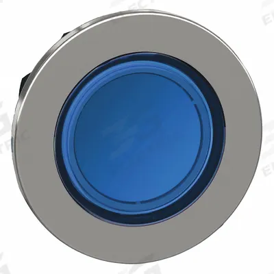 SCHNEIDER Flush Push Button: Blue, 30 mm Mounting Size, Metallic - Illuminated Flush-Mount Push-Button Operators